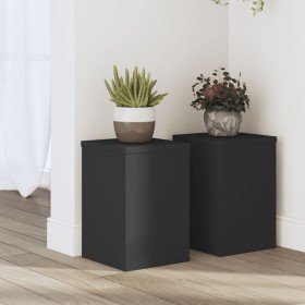 Soportes de plantas 2 uds madera ingeniería negro 20x20x30 cm en Soportes para macetas | Comprar online en Foru.es