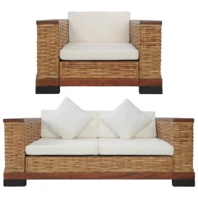 Juego de sofás con cojines 2 piezas de ratán natural marrón de vidaXL, Sofás - Ref: Foro24-278618, Precio: 880,57 €, Descuent...