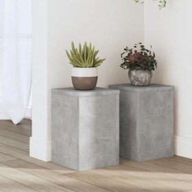 Soportes de plantas 2 uds madera gris hormigón 20x20x30 cm en Soportes para macetas | Comprar online en Foru.es