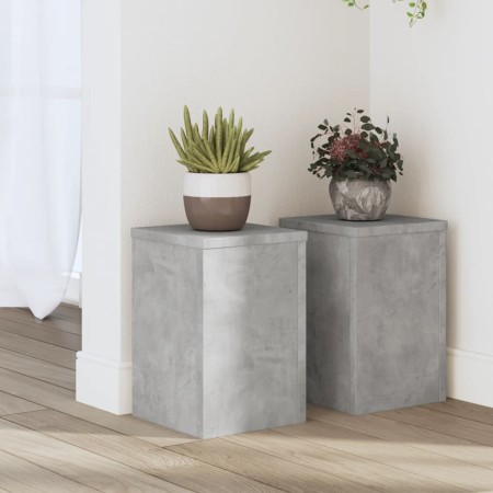 Soportes de plantas 2 uds madera gris hormigón 20x20x30 cm en Soportes para macetas | Comprar online en Foru.es