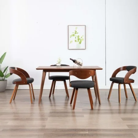 Dining chairs 4 units curved wood and dark gray fabric by vidaXL, dining chairs - Ref: Foro24-278842, Price: 574,86 €, Discou...