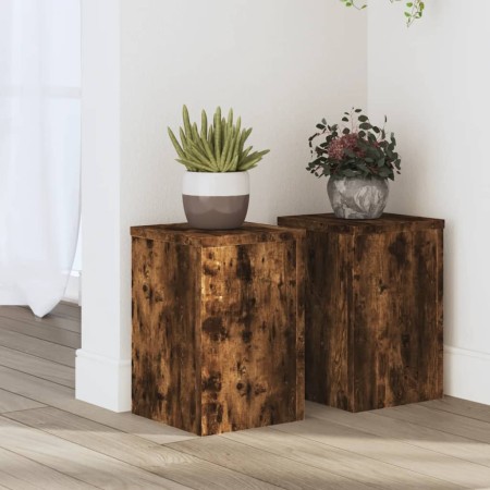 Soportes de plantas 2 uds madera roble ahumado 20x20x30 cm en Soportes para macetas | Comprar online en Foru.es