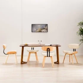 Sillas de comedor 4 uds madera curvada y cuero sintético crema de vidaXL, Sillas de comedor - Ref: Foro24-278720, Precio: 517...