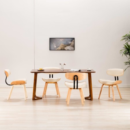 Sillas de comedor 4 uds madera curvada y cuero sintético crema de vidaXL, Sillas de comedor - Ref: Foro24-278720, Precio: 536...
