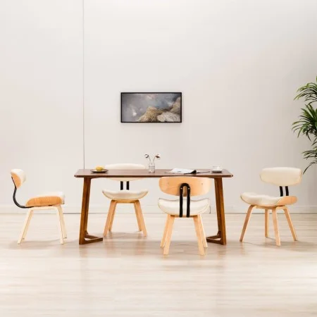 Sillas de comedor 4 uds madera curvada y cuero sintético crema de vidaXL, Sillas de comedor - Ref: Foro24-278720, Precio: 517...