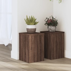 Soportes de plantas 2 uds madera marrón roble 20x20x30 cm en Soportes para macetas | Comprar online en Foru.es