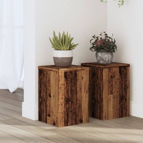 Soportes de plantas 2 uds madera roble envejecido 20x20x30 cm en Soportes para macetas | Comprar online en Foru.es