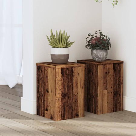 Soportes de plantas 2 uds madera roble envejecido 20x20x30 cm en Soportes para macetas | Comprar online en Foru.es