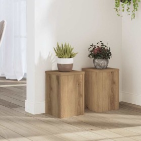Soportes de plantas 2 uds madera roble artisian 20x20x30 cm en Soportes para macetas | Comprar online en Foru.es