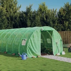 Invernadero con estructura de acero verde 42 m² 14x3x2 m de vidaXL, Invernaderos - Ref: Foro24-3188044, Precio: 569,40 €, Des...