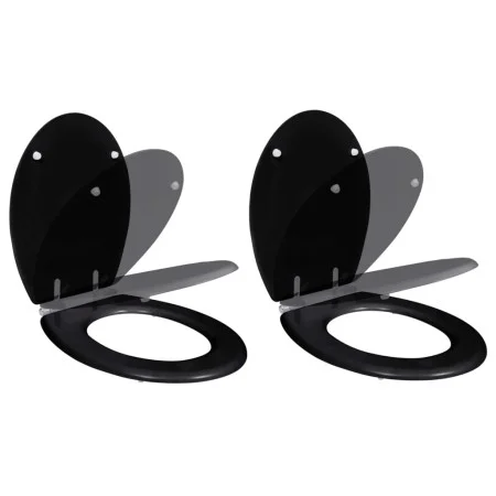 Toilet Seats with Soft Close Lids 2 Pcs Black MDF by vidaXL, Toilet and bidet seats - Ref: Foro24-275905, Price: 77,59 €, Dis...