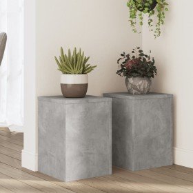 Soportes de plantas 2 uds madera gris hormigón 25x25x35 cm en Soportes para macetas | Comprar online en Foru.es