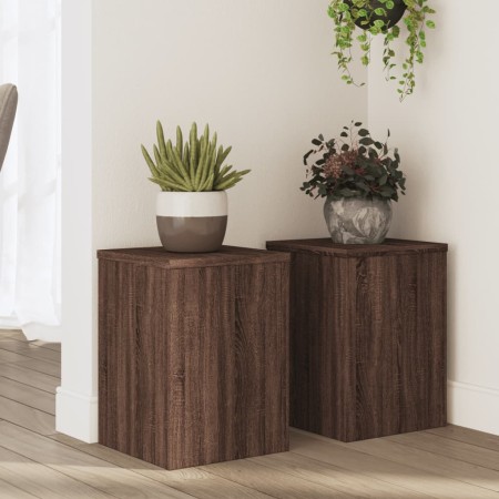 Soportes de plantas 2 uds madera marrón roble 25x25x35 cm en Soportes para macetas | Comprar online en Foru.es