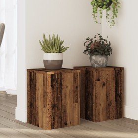 Soportes de plantas 2 uds madera roble envejecido 25x25x35 cm en Soportes para macetas | Comprar online en Foru.es