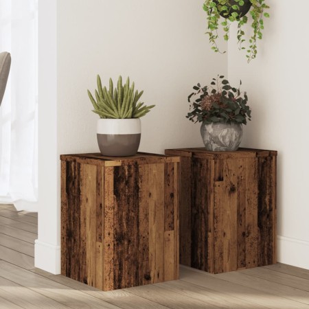 Soportes de plantas 2 uds madera roble envejecido 25x25x35 cm en Soportes para macetas | Comprar online en Foru.es