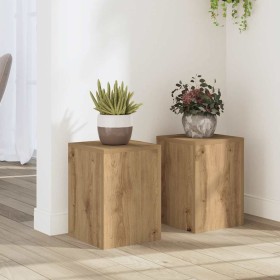 Soportes de plantas 2 uds madera roble artisian 25x25x35 cm en Soportes para macetas | Comprar online en Foru.es