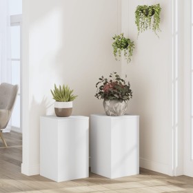 Soportes de plantas 2 uds madera ingeniería blanco 30x30x50 cm en Soportes para macetas | Comprar online en Foru.es