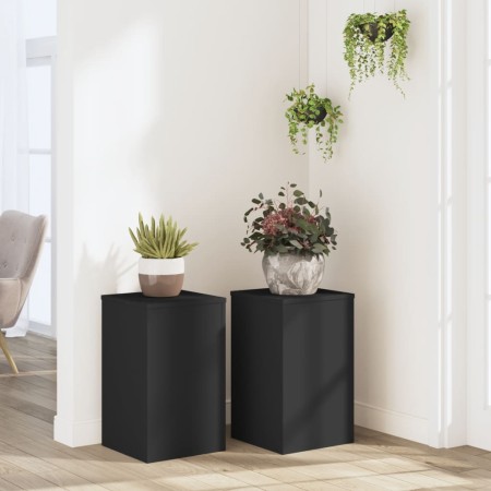 Soportes de plantas 2 uds madera ingeniería negro 30x30x50 cm en Soportes para macetas | Comprar online en Foru.es