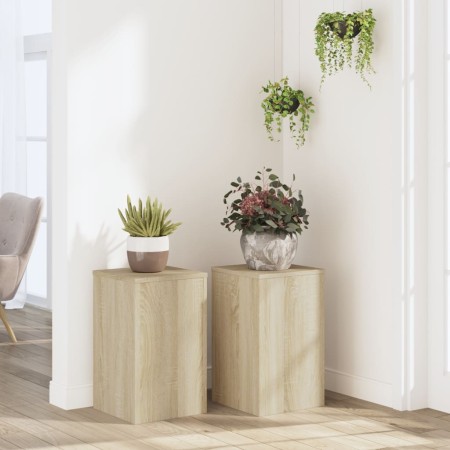 Soportes de plantas 2 uds madera roble Sonoma 30x30x50 cm en Soportes para macetas | Comprar online en Foru.es