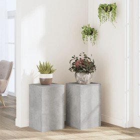 Soportes de plantas 2 uds madera gris hormigón 30x30x50 cm en Soportes para macetas | Comprar online en Foru.es
