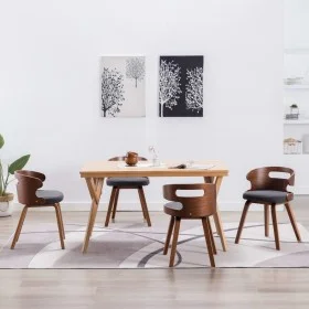 Sillas de comedor 4 unidades madera curvada y tela gris oscuro de vidaXL, Sillas de comedor - Ref: Foro24-278850, Precio: 537...