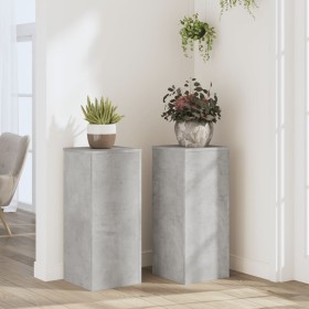 Soportes de plantas 2 uds madera gris hormigón 30x30x70 cm en Soportes para macetas | Comprar online en Foru.es
