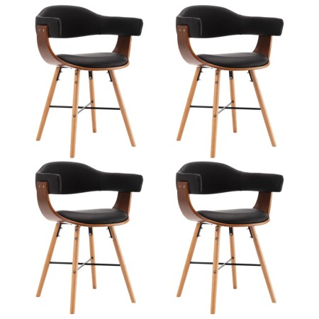 Sillas de comedor 4 uds cuero sintético y madera curvada negro de vidaXL, Sillas de comedor - Ref: Foro24-279491, Precio: 410...