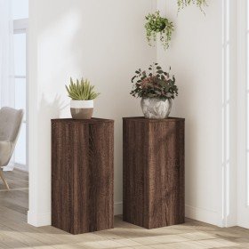 Soportes de plantas 2 uds madera marrón roble 30x30x70 cm en Soportes para macetas | Comprar online en Foru.es