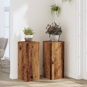 Soportes de plantas 2 uds madera roble envejecido 30x30x70 cm en Soportes para macetas | Comprar online en Foru.es