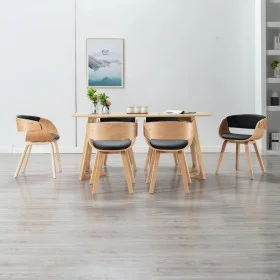 Sillas de comedor 6 unidades madera y cuero sintético negro de vidaXL, Sillas de comedor - Ref: Foro24-278867, Precio: 841,20...