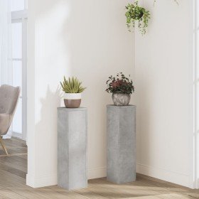 Soportes de plantas 2 uds madera gris hormigón 17x17x60 cm en Soportes para macetas | Comprar online en Foru.es