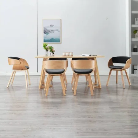 Esszimmerstühle 6 Einheiten aus Holz und schwarzem Kunstleder von vidaXL, Essstühle - Ref: Foro24-278867, Preis: 841,20 €, Ra...