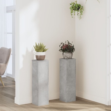 Soportes de plantas 2 uds madera gris hormigón 17x17x60 cm en Soportes para macetas | Comprar online en Foru.es