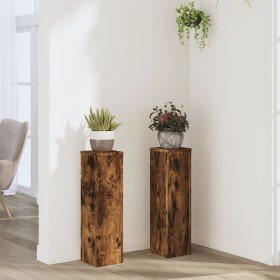 Soportes de plantas 2 uds madera roble ahumado 17x17x60 cm en Soportes para macetas | Comprar online en Foru.es