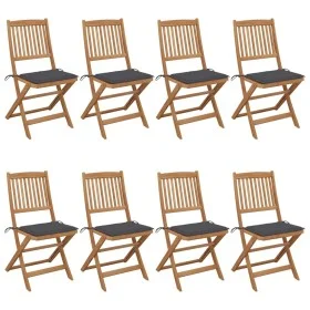 Klappbare Gartenstühle, 8 Stück, massives Akazienholz und Kissen von vidaXL, Gartenstühle - Ref: Foro24-3075021, Preis: 382,4...