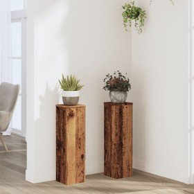 Soportes de plantas 2 uds madera roble envejecido 17x17x60 cm en Soportes para macetas | Comprar online en Foru.es