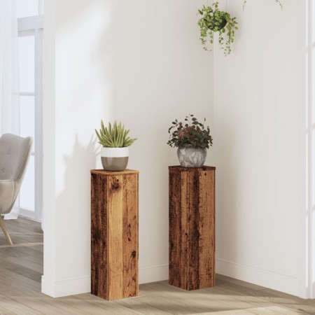 Soportes de plantas 2 uds madera roble envejecido 17x17x60 cm en Soportes para macetas | Comprar online en Foru.es