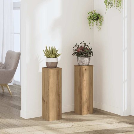 Soportes de plantas 2 uds madera roble artisian 17x17x60 cm en Soportes para macetas | Comprar online en Foru.es