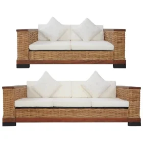 Sofagarnitur mit 2 Kissen aus naturbraunem Rattan von vidaXL, Sofas - Ref: Foro24-278619, Preis: 1,00 €, Rabatt: %