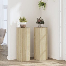 Soportes de plantas 2 uds madera roble Sonoma 25x25x80 cm en Soportes para macetas | Comprar online en Foru.es