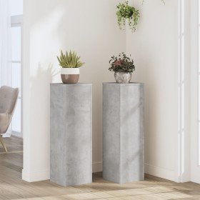Soportes de plantas 2 uds madera gris hormigón 25x25x80 cm en Soportes para macetas | Comprar online en Foru.es