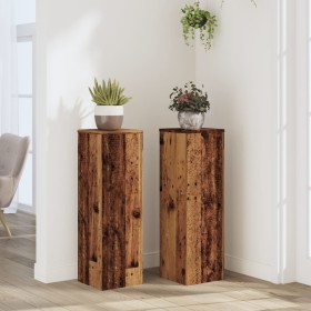 Soportes de plantas 2 uds madera roble envejecido 25x25x80 cm en Soportes para macetas | Comprar online en Foru.es