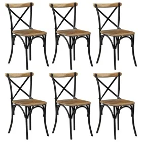 Sillas con respaldo cruzado 6 uds madera maciza de mango negro de vidaXL, Sillas de comedor - Ref: Foro24-278774, Precio: 795...