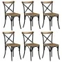 Sillas con respaldo cruzado 6 uds madera maciza de mango negro de vidaXL, Sillas de comedor - Ref: Foro24-278774, Precio: 795...