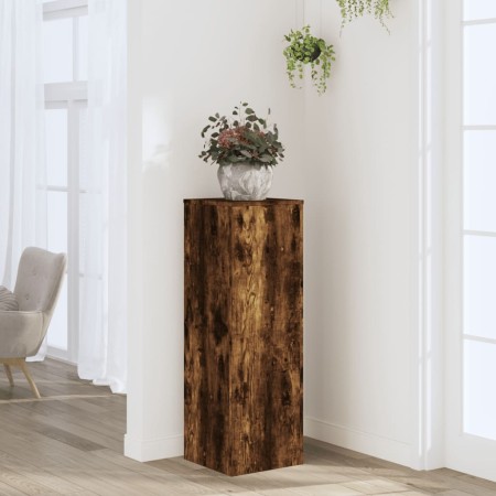 Soportes de plantas madera ingeniería roble ahumado 33x33x100cm en Soportes para macetas | Comprar online en Foru.es