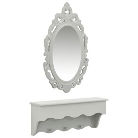 Estante de pared para llaves joyas con espejo y ganchos gris de vidaXL, Tocadores - Ref: Foro24-323973, Precio: 54,79 €, Desc...