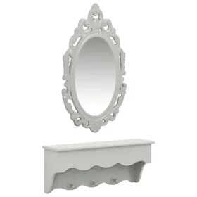 Estante de pared para llaves joyas con espejo y ganchos gris de vidaXL, Tocadores - Ref: Foro24-323973, Precio: 54,16 €, Desc...