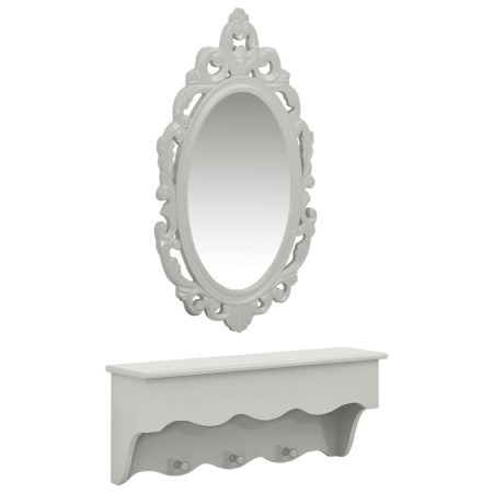 Estante de pared para llaves joyas con espejo y ganchos gris de vidaXL, Tocadores - Ref: Foro24-323973, Precio: 54,79 €, Desc...