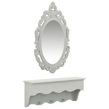 Estante de pared para llaves joyas con espejo y ganchos gris de vidaXL, Tocadores - Ref: Foro24-323973, Precio: 54,16 €, Desc...