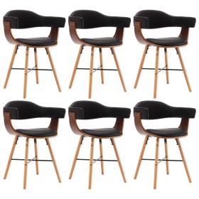 Sillas de comedor 6 uds cuero sintético y madera curvada negro de vidaXL, Sillas de comedor - Ref: Foro24-279492, Precio: 613...